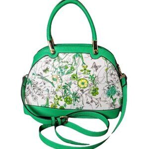 Dasein Apple Green Floral Faux Leather Satchel Bag